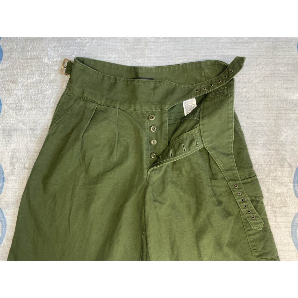 Banana Republic Explorer Culottes Womens Sz 2 Green Cotton Linen Wide Leg Shorts - Picture 9 of 15